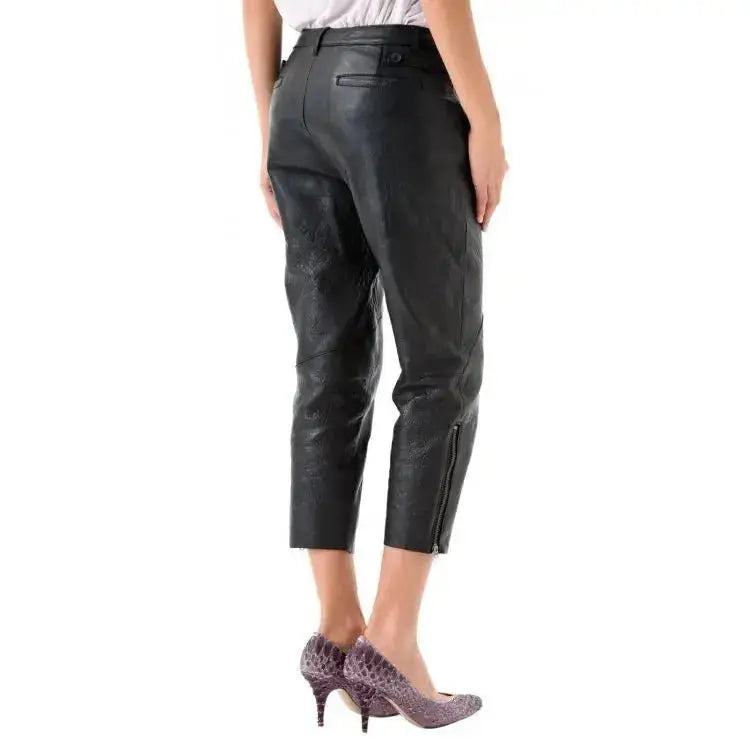 Women’s High Waisted Leather Capri Pants