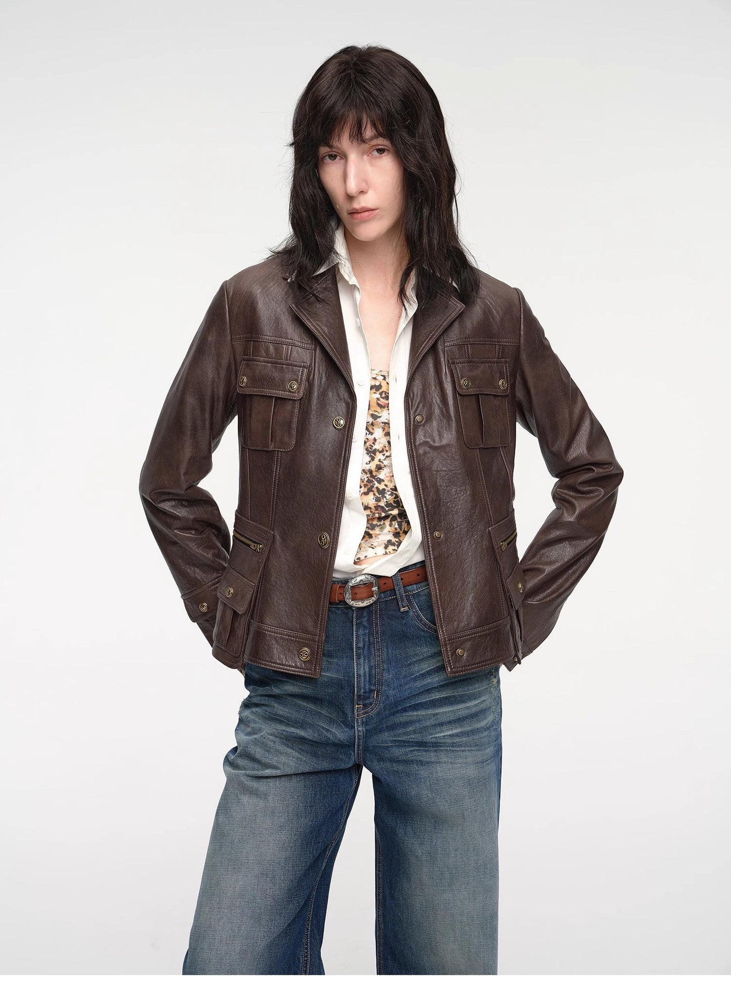 "Phantom of the Floating Palace" imported oil wax sheepskin waist leather jacket from New Zealand
