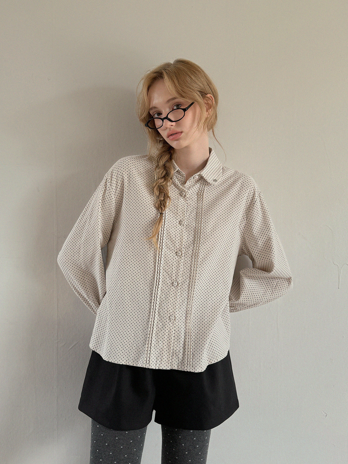 [TWEE] Linzl Dot Pintuck Blouse
