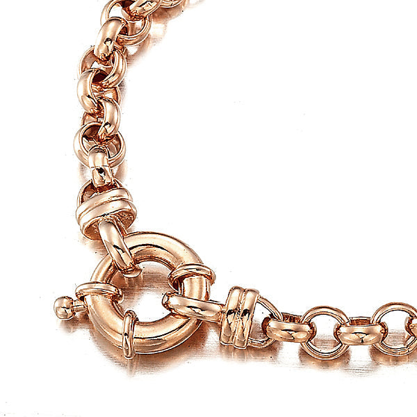 18ct Heavy Rose Gold Plated 6mm Belcher Chain Marina Bracelet with Bolt Clasp - USA Made