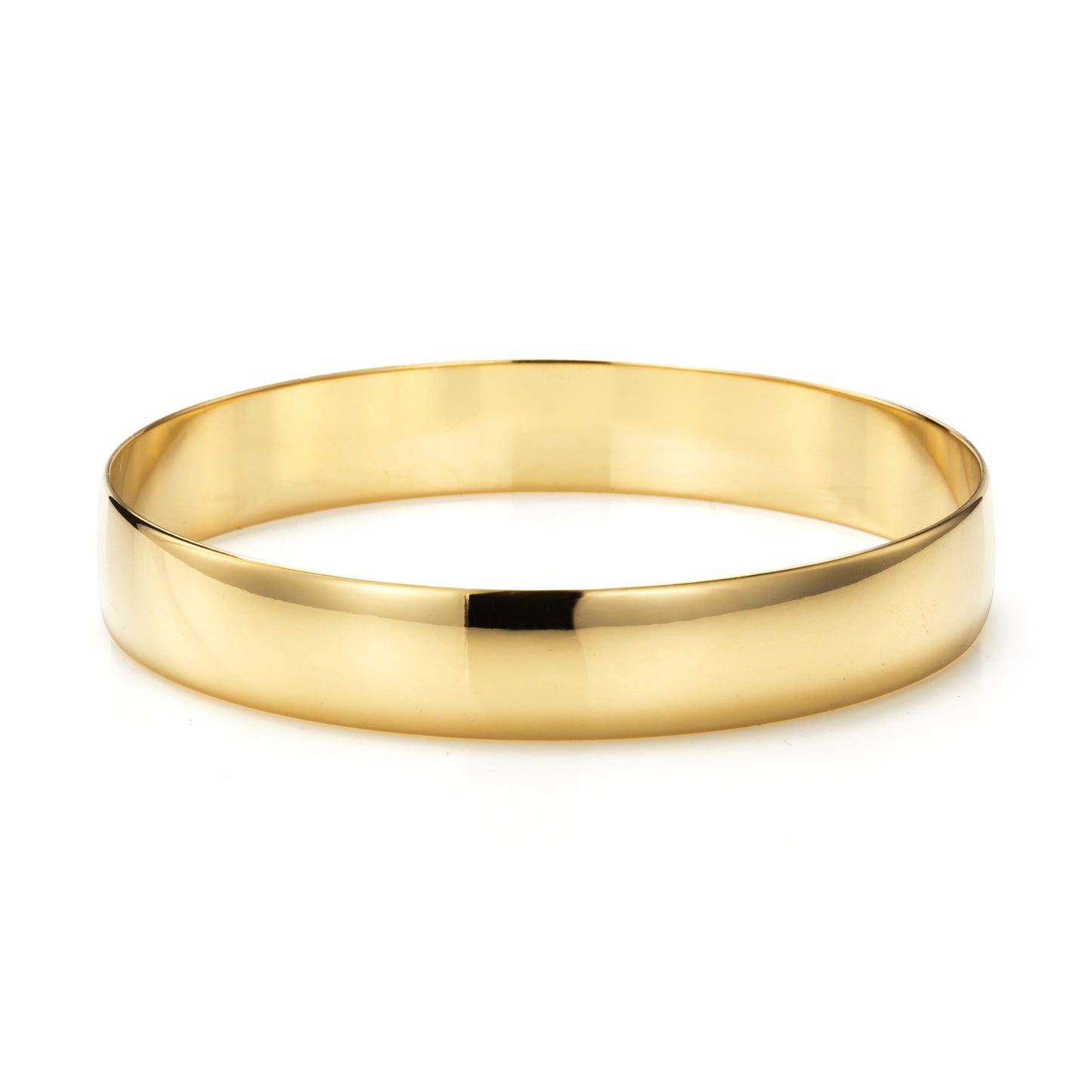 Extra Wide 18ct Heavy Yellow Gold Plated Large Plain Bangle Women's - USA Made