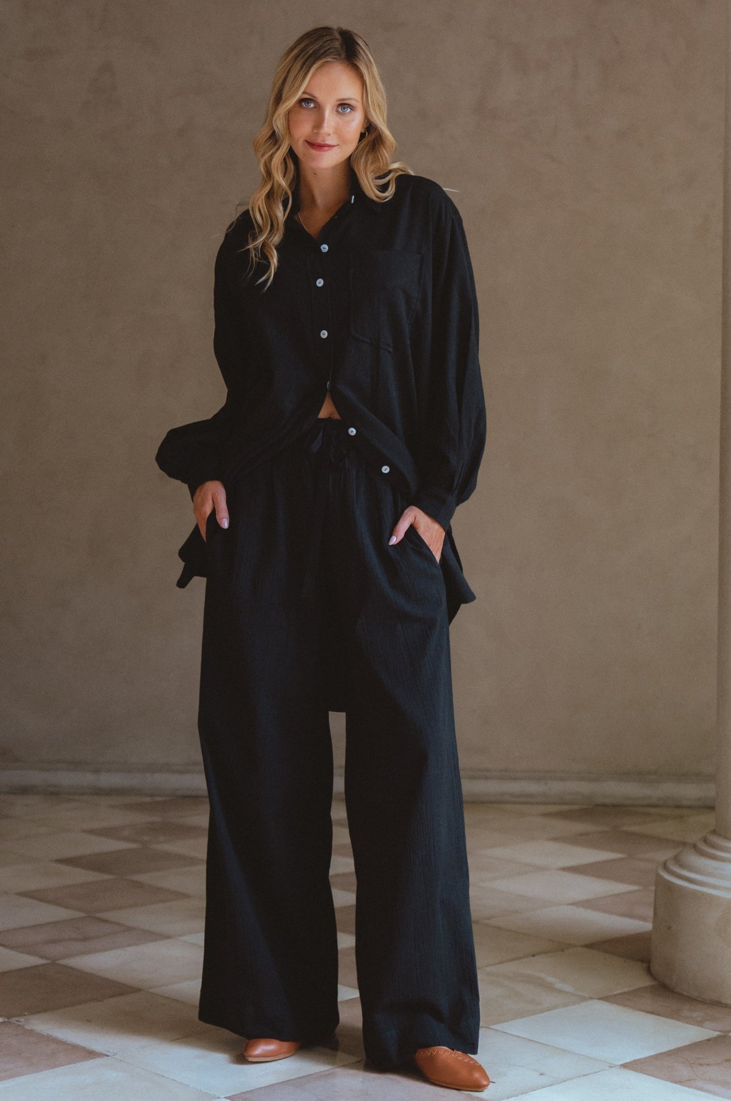 Calin Wide Leg Linen Pants (Sale)