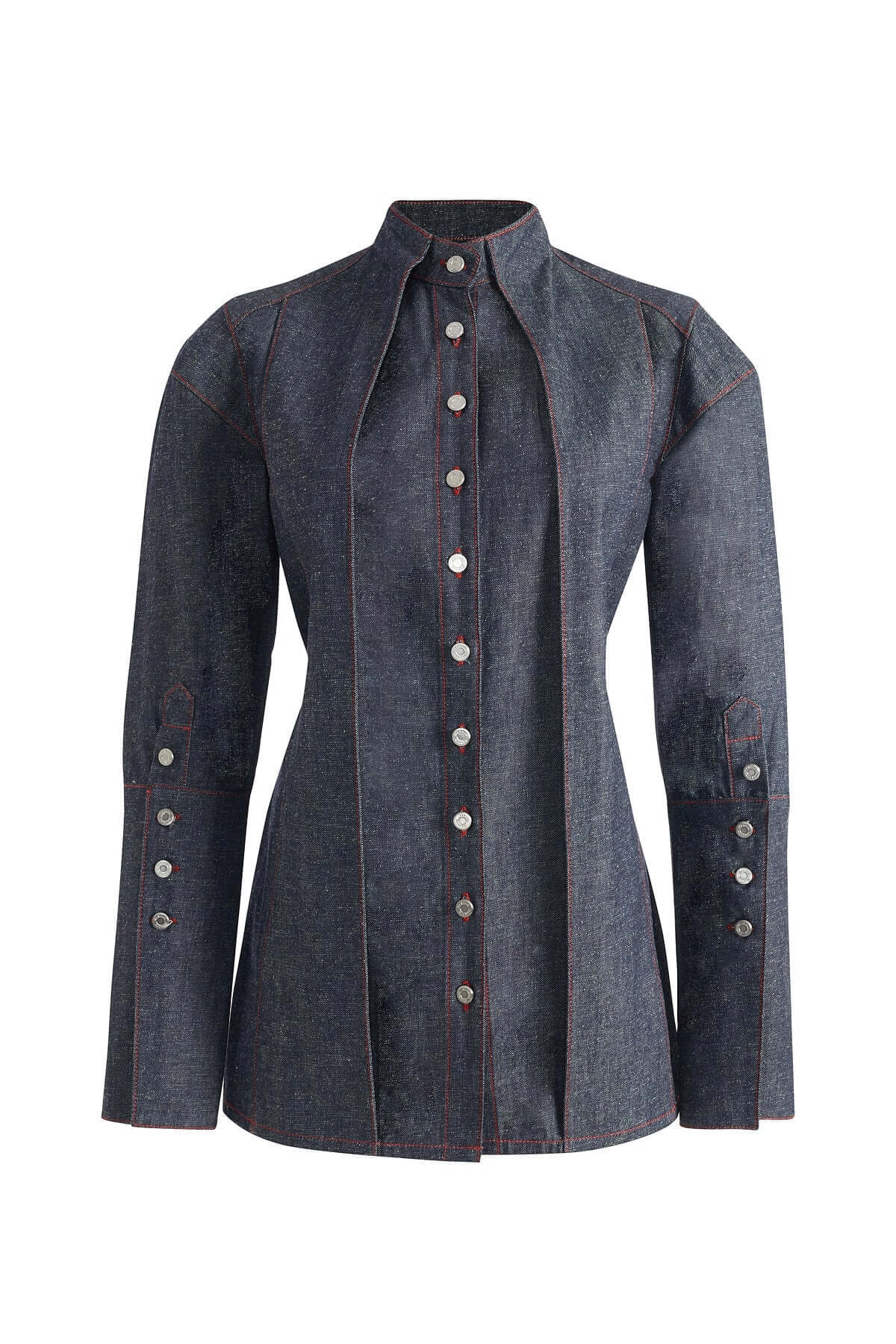 JENDUE Davidson Double Collar Denim Shirt - Women's Blouse
