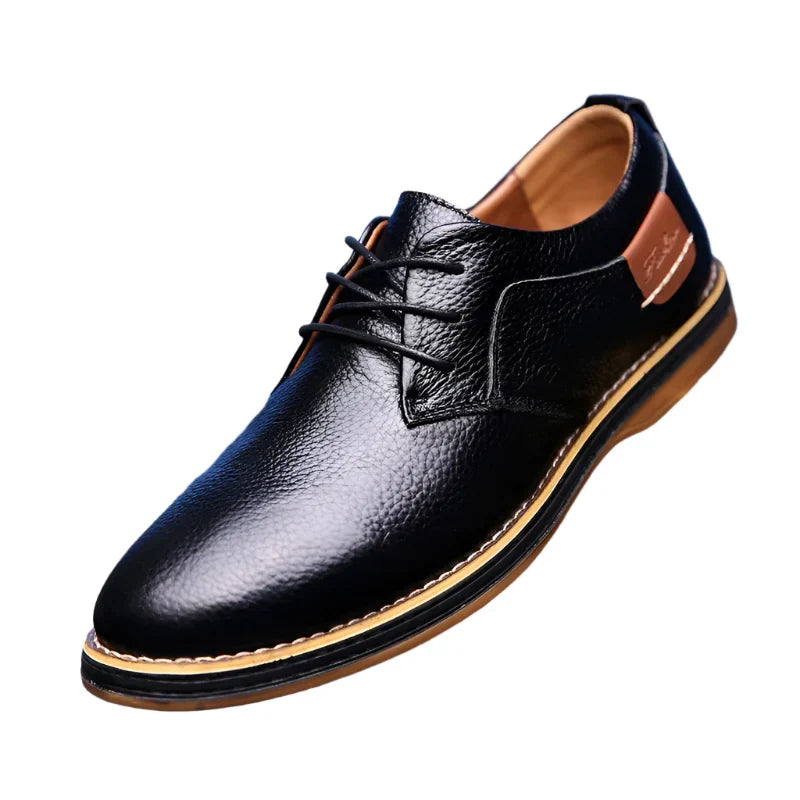 NNEOBA Mens Genuine Leather Brogue Oxford Dress Shoes (Black)
