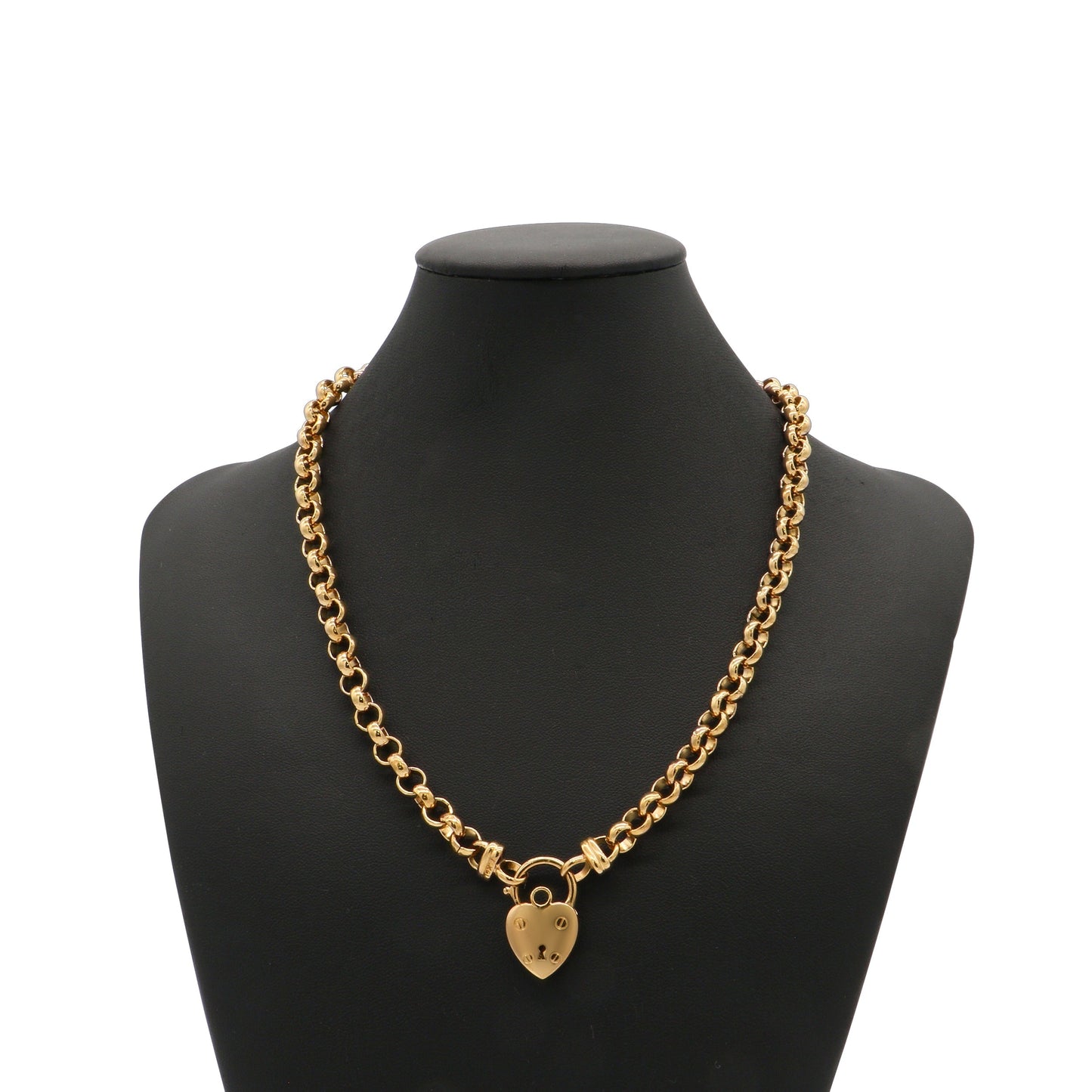 18ct Heavy Yellow Gold Plated 6mm Belcher Chain Necklace Featuring a Plain Locket - USA Made