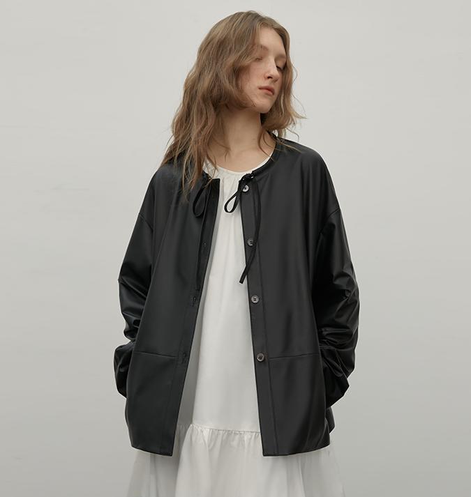 "Contrary Galaxy" Ultra-Thin Light-Coated Sheep Leather Jacket for Women