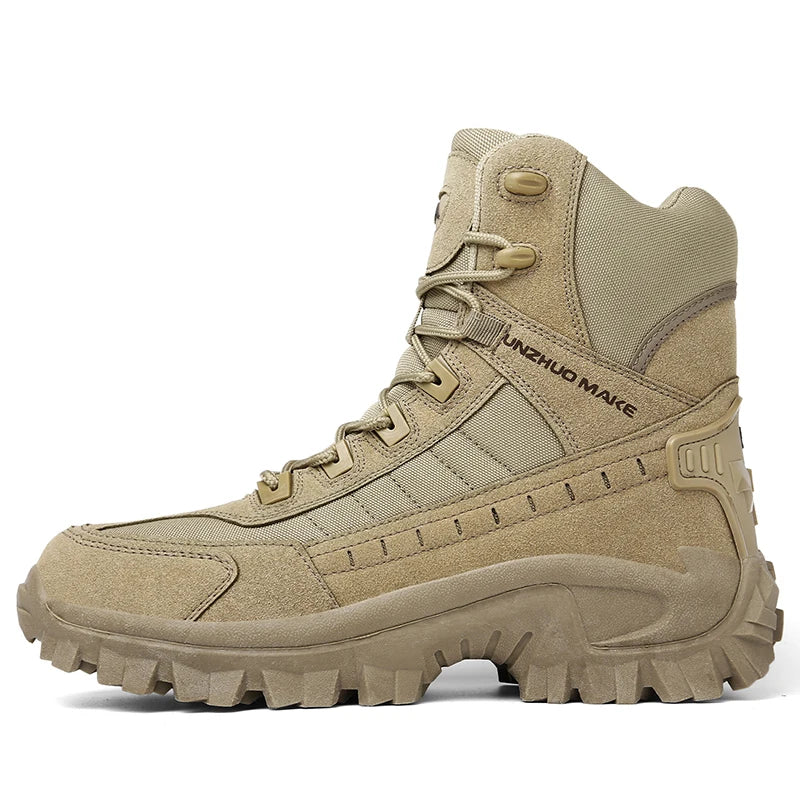 NNEOBA Mens Tactical Desert Combat Ankle Work Boots (Khaki)