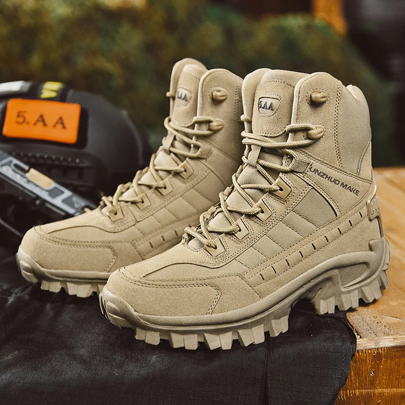 NNEOBA Mens Tactical Desert Combat Ankle Work Boots (Khaki)