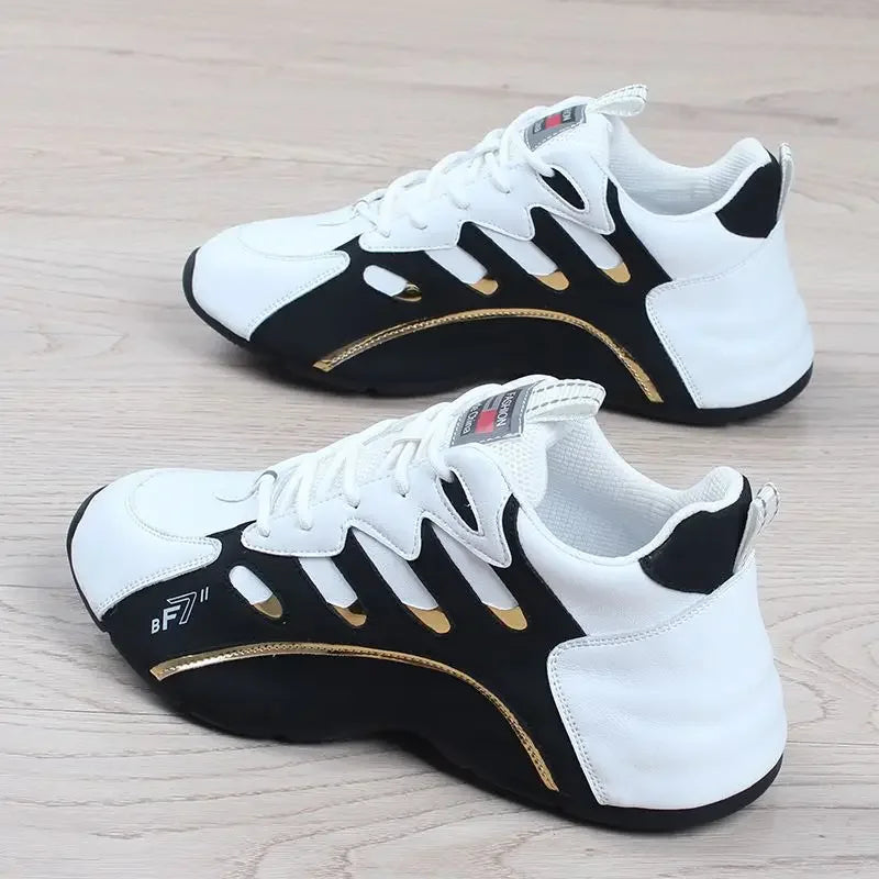 NNEOBA Mens Casual Vulcanized Sneakers Lightweight Breathable Shoes (White)