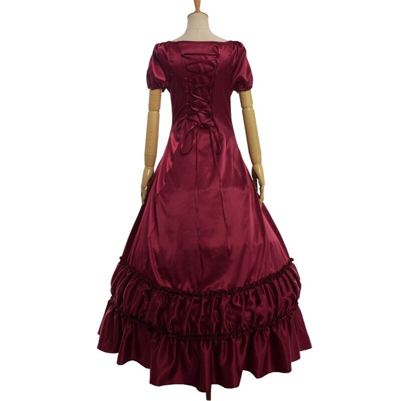 Ball Gowns Women Lolita Victorian Dress Retro Vintage Colonial Civil War Gothic Satin Evening Party Dresses
