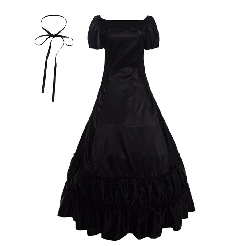 Ball Gowns Women Lolita Victorian Dress Retro Vintage Colonial Civil War Gothic Satin Evening Party Dresses