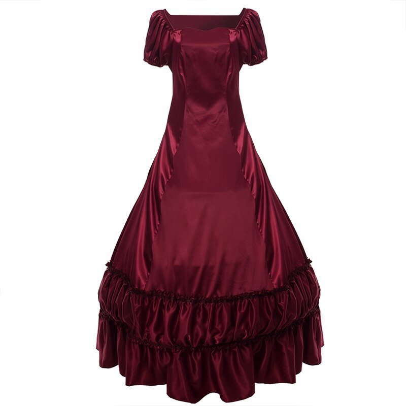 Ball Gowns Women Lolita Victorian Dress Retro Vintage Colonial Civil War Gothic Satin Evening Party Dresses