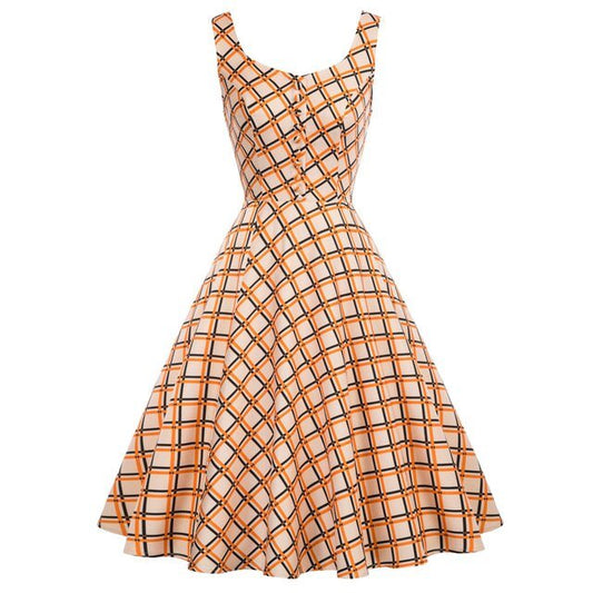 Belle Poque Women Dresses Vintage Pineapple Pattern Dress Sleeveless Buttons Decorated Print Vacation Summer A-Line Dresses New