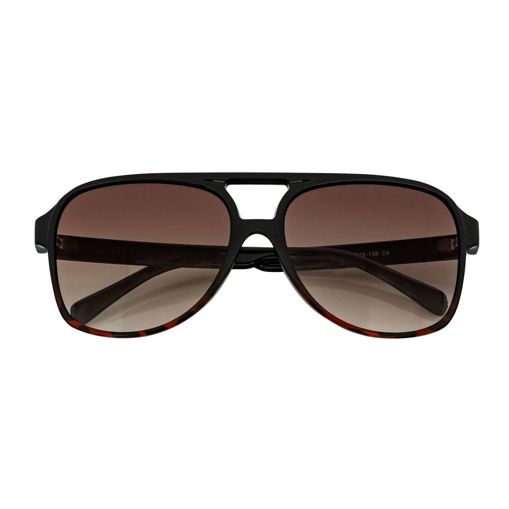 BRASCO - Aviator Black-Tortoise Sunglasses Amber Fade