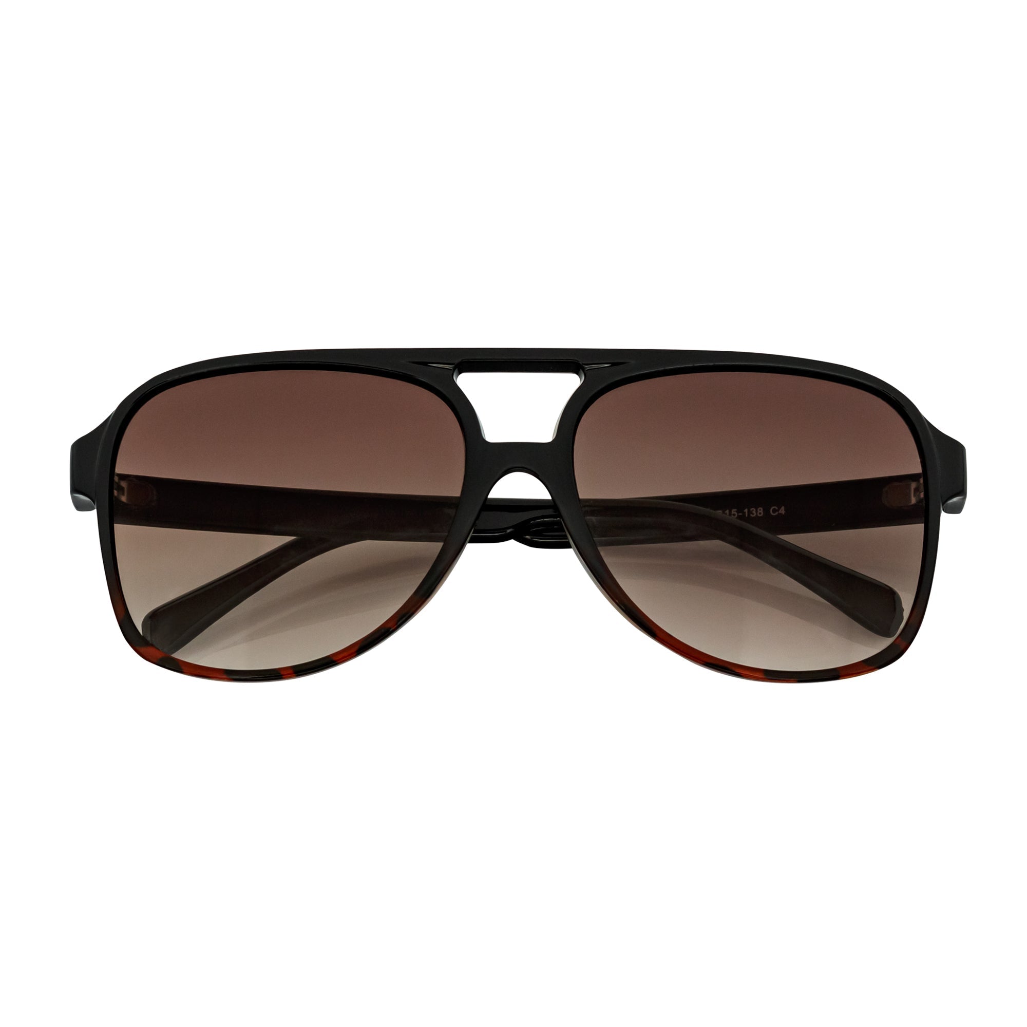 BRASCO - Aviator Black-Tortoise Sunglasses Amber Fade