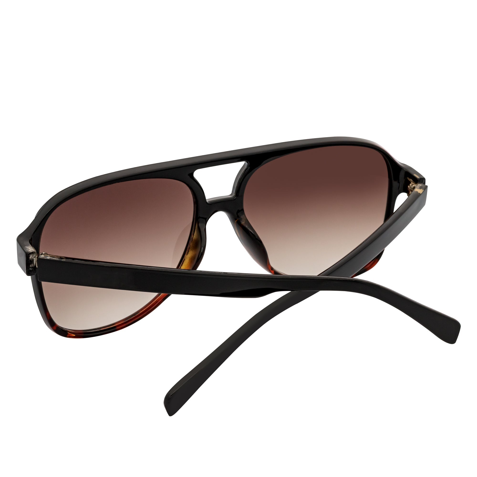 BRASCO - Aviator Black-Tortoise Sunglasses Amber Fade