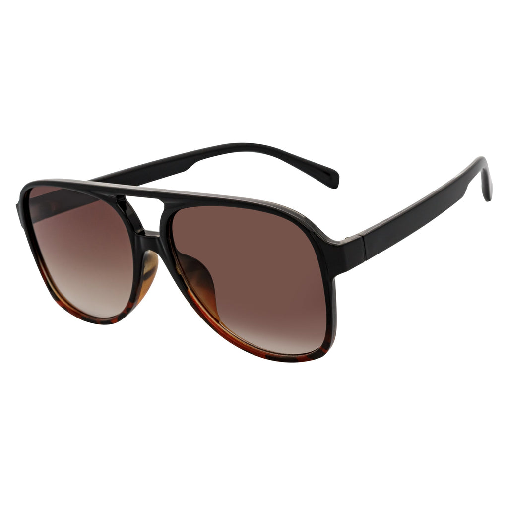 BRASCO - Aviator Black-Tortoise Sunglasses Amber Fade