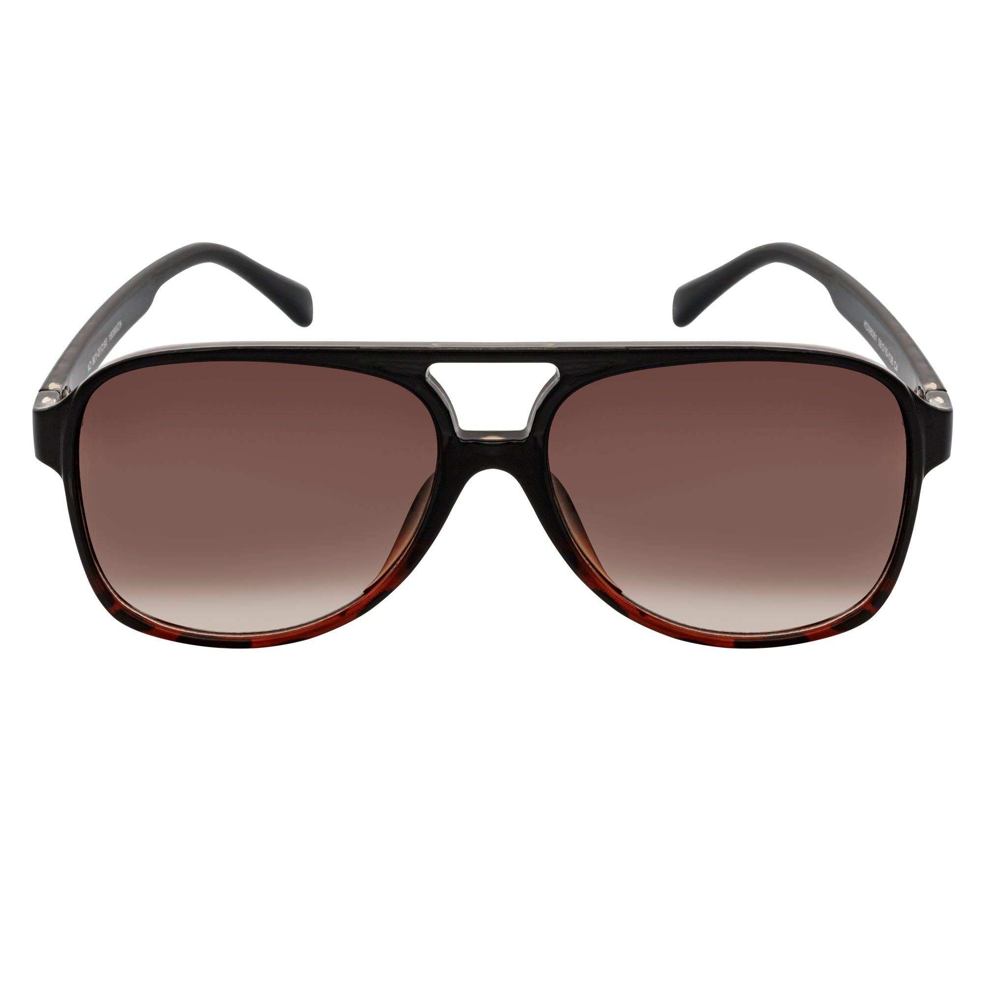 BRASCO - Aviator Black-Tortoise Sunglasses Amber Fade