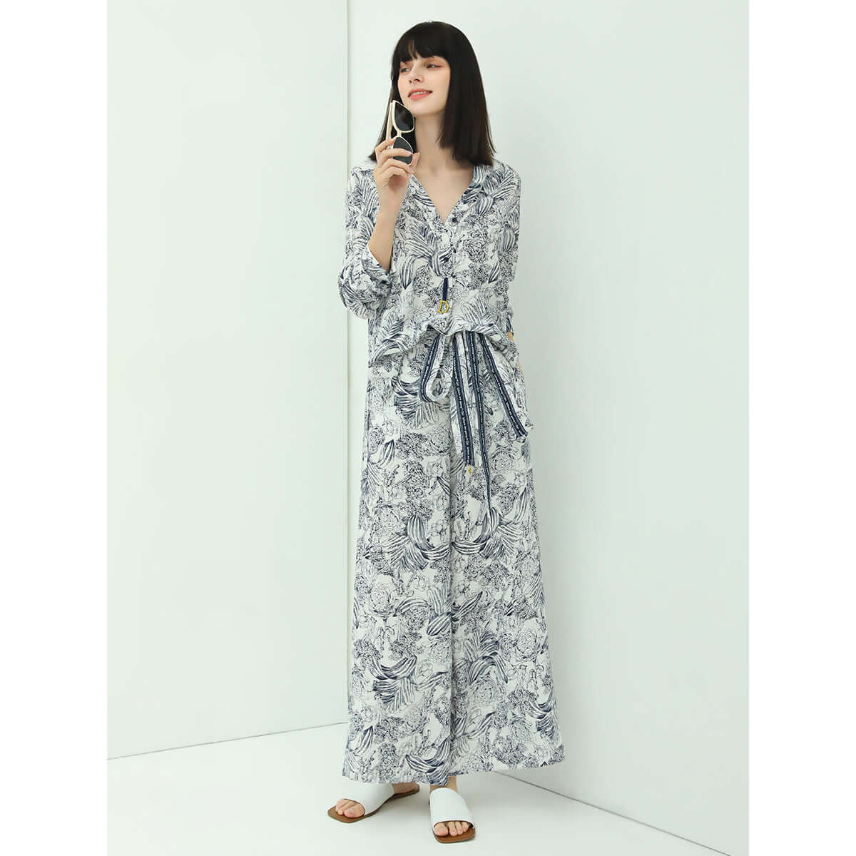 Breezy Tie Waist Wide Leg Floral Pants