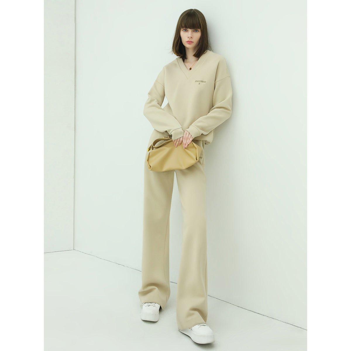 Casual Airy Cream Sweater Pants