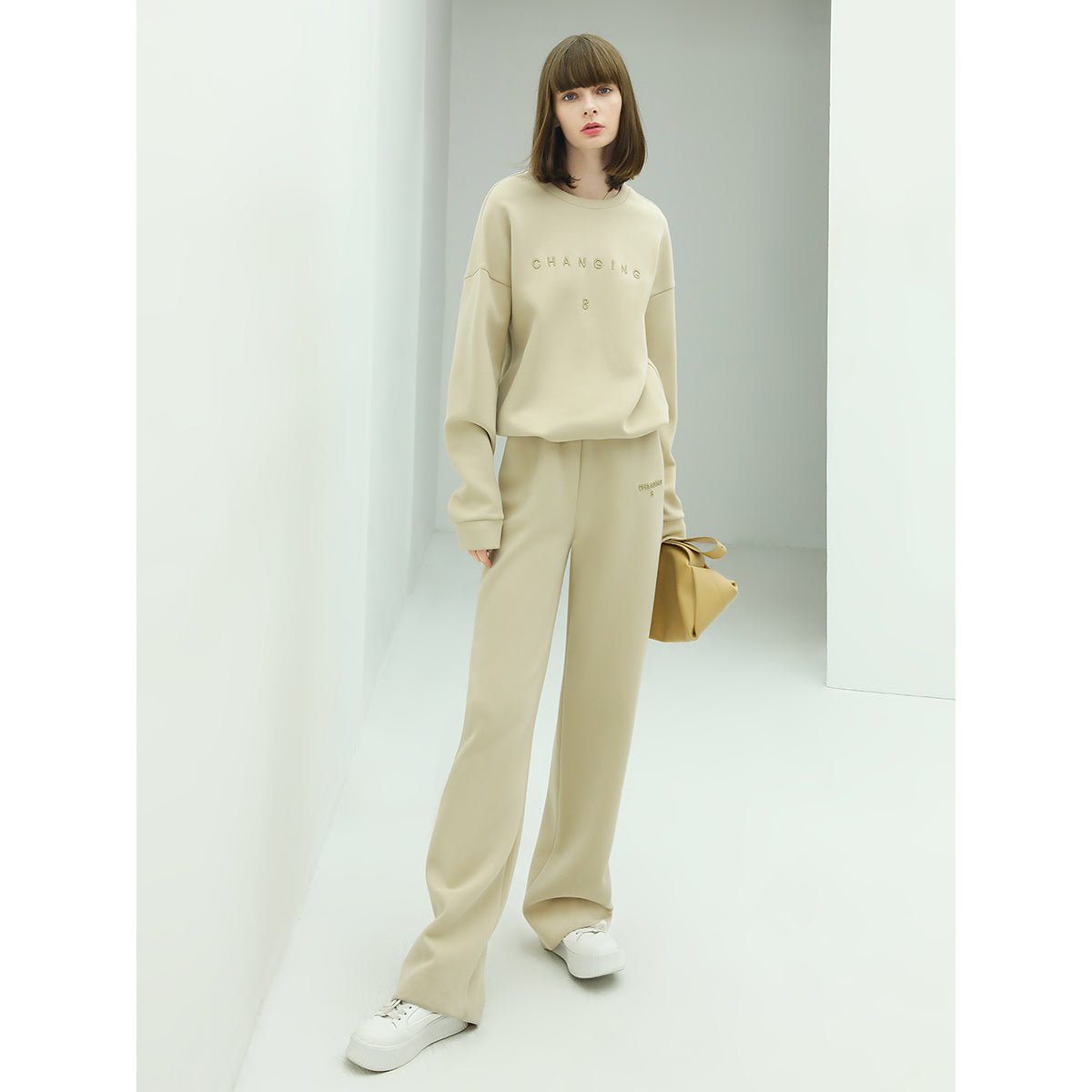 Casual Airy Cream Sweater Pants