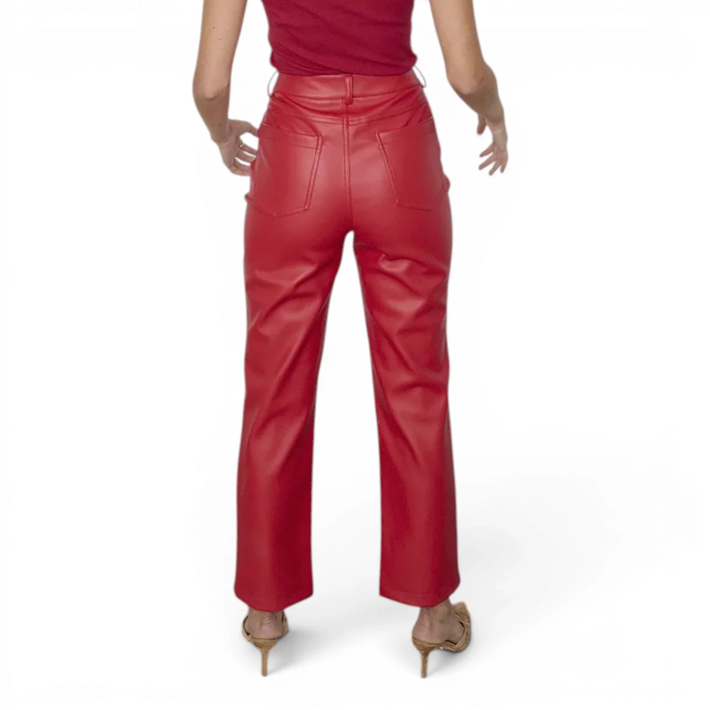 Women’s Red Lambskin Leather Pants