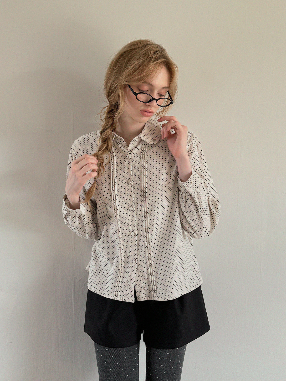 [TWEE] Linzl Dot Pintuck Blouse