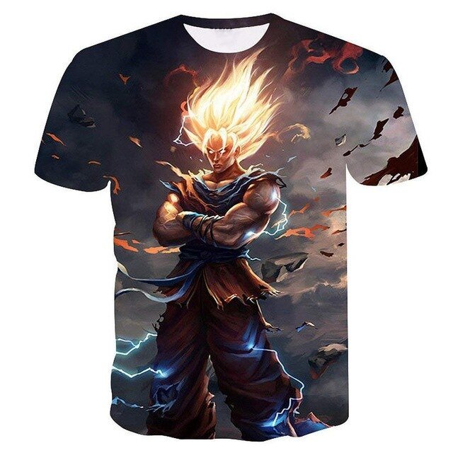 3D T Shirt Men Summer Top super son goku Funny T-Shirts anime vegeta  Tshirt Summer cartoon print Tops
