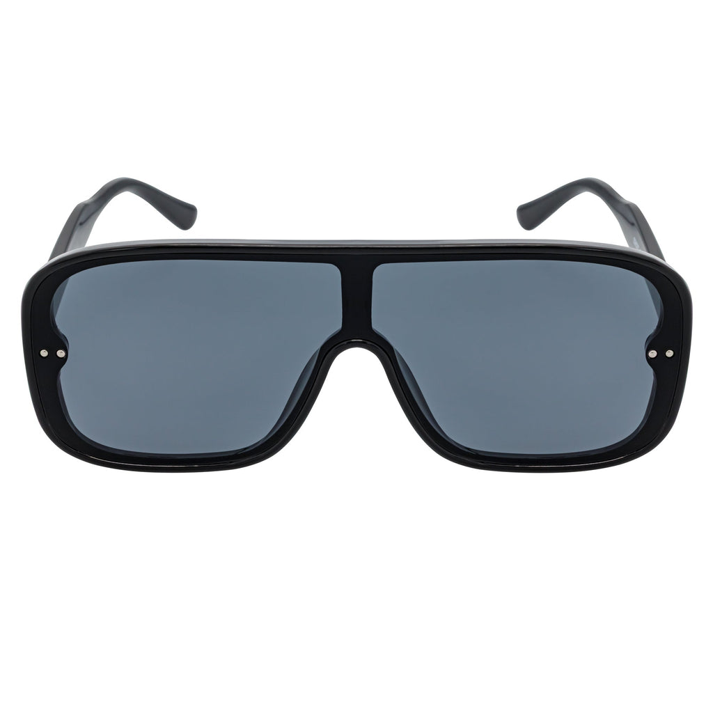 GIA - Oversize Square Flat Lens Shield Sunglasses Black Smoke