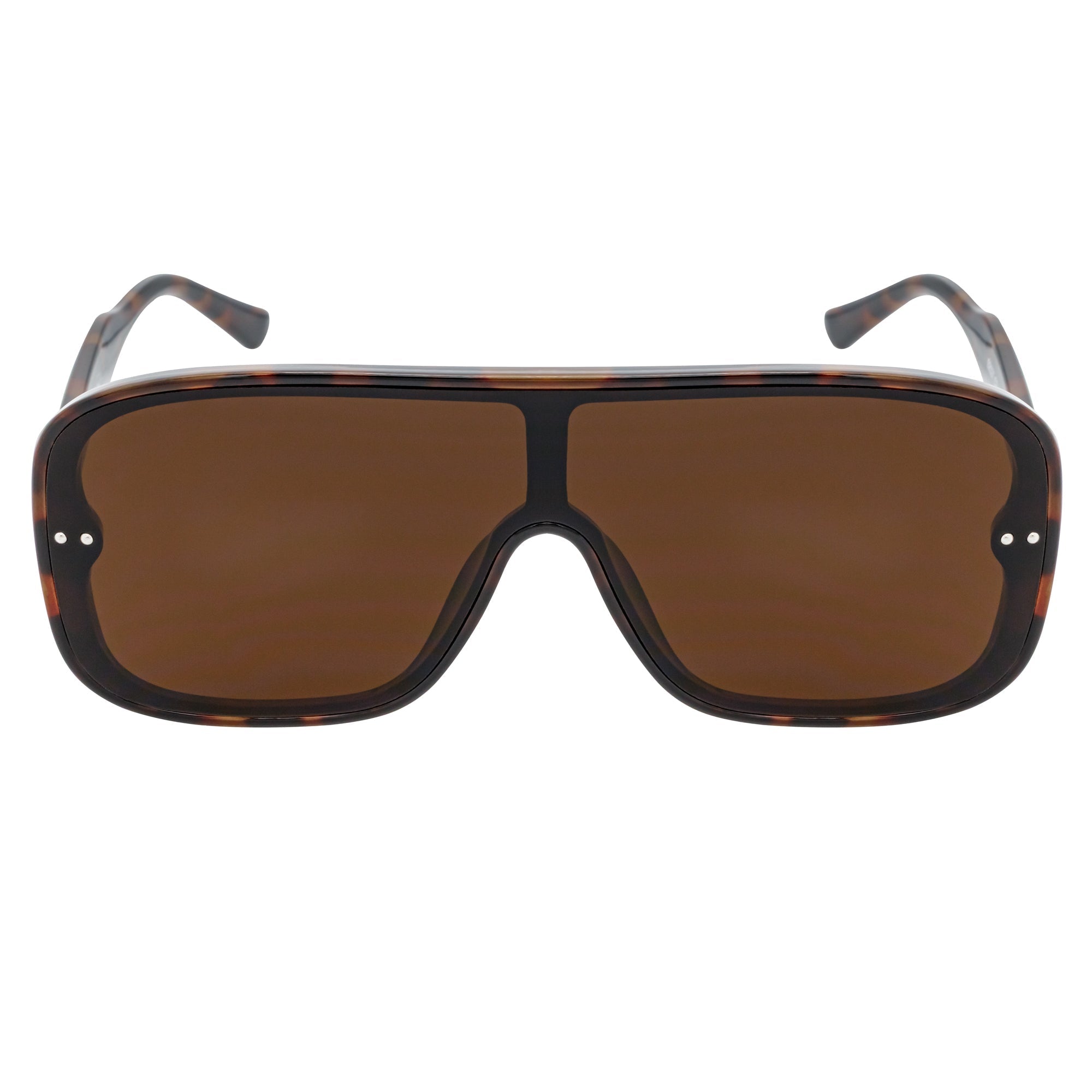 GIA - Oversize Square Flat Lens Shield Sunglasses Tortoise Brown