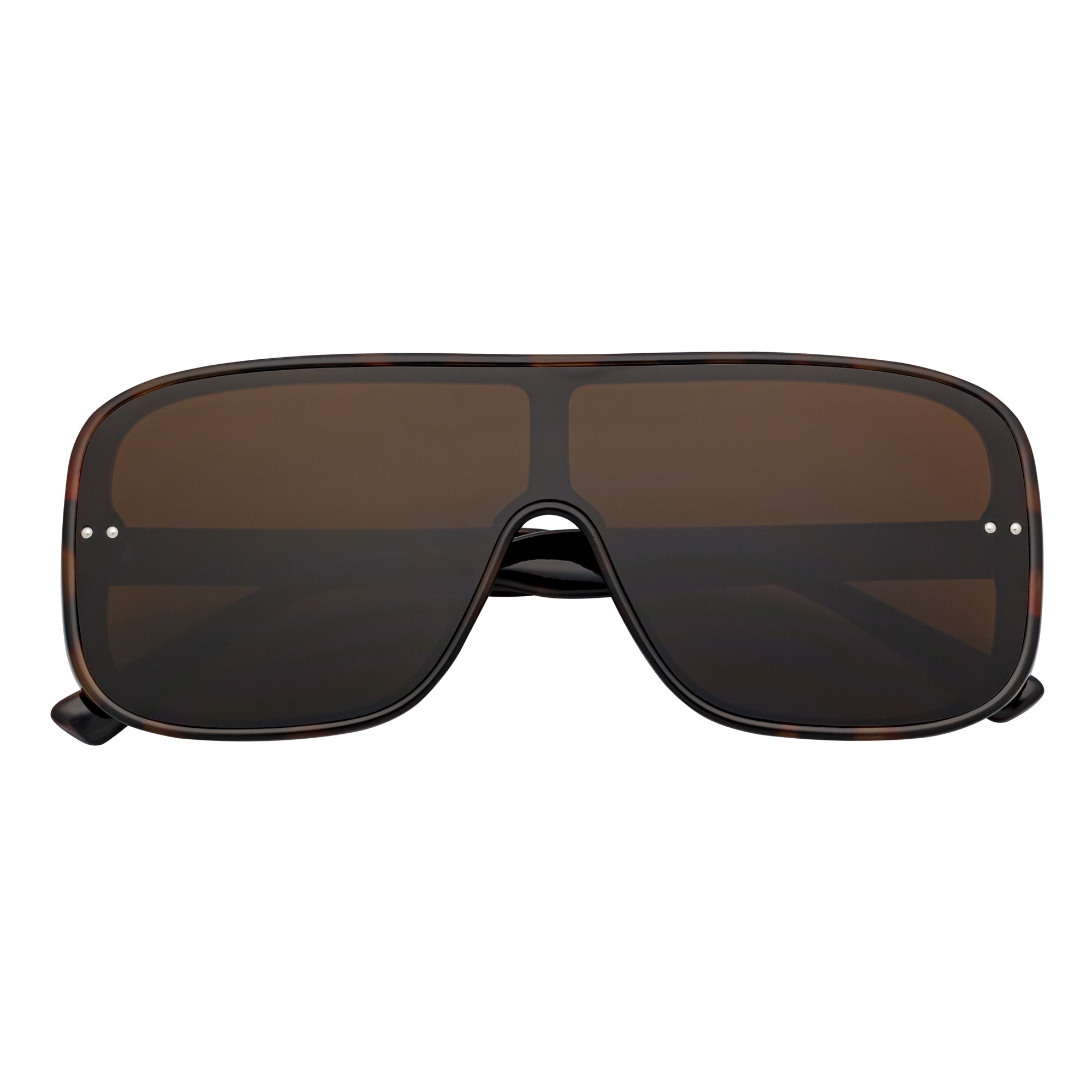 GIA - Oversize Square Flat Lens Shield Sunglasses Tortoise Brown