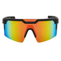 HITECH - Rimless Shield Sunglasses Black-Orange Orange Mirror