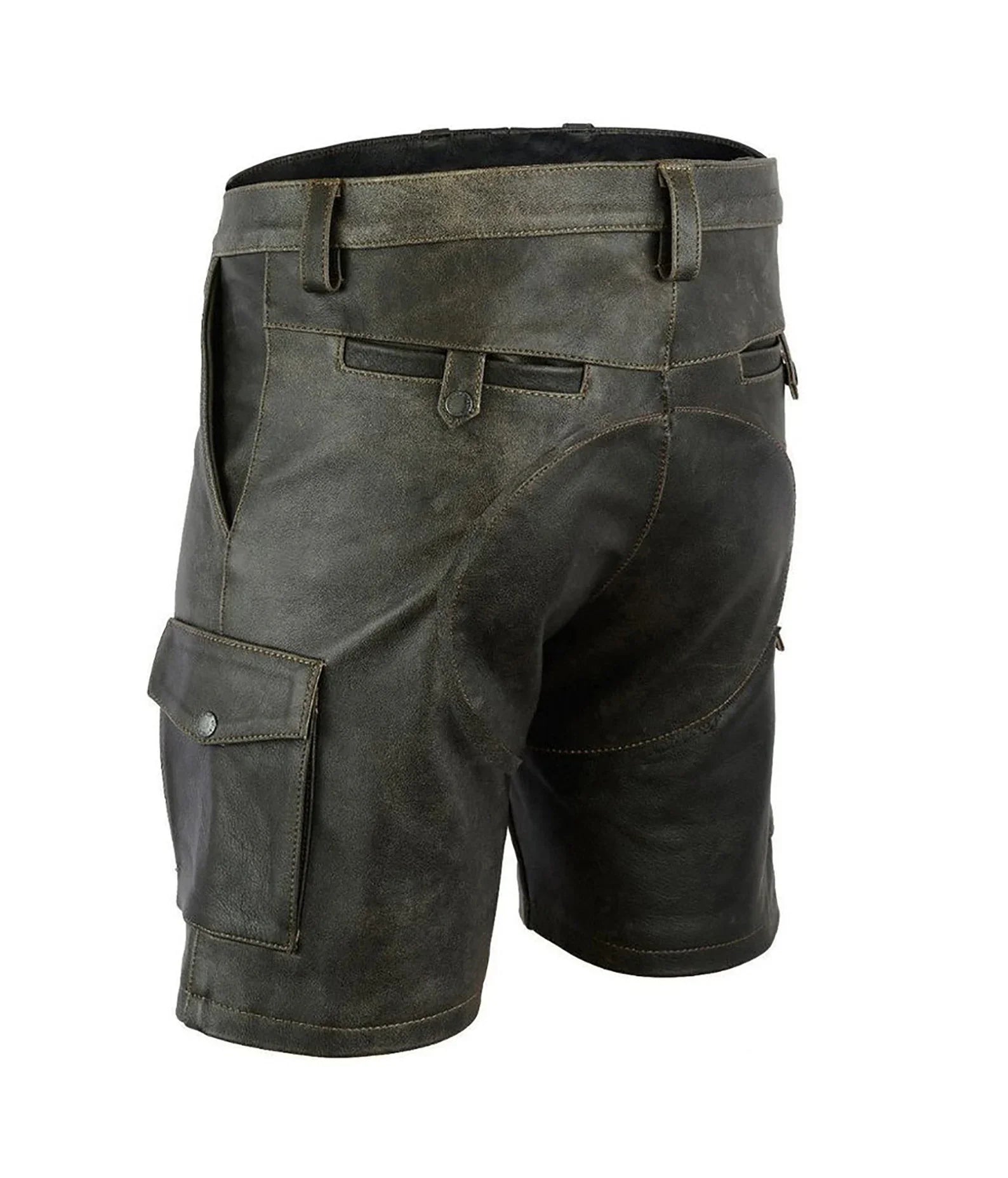 Men’s Aniline Leather Party Cargo Shorts