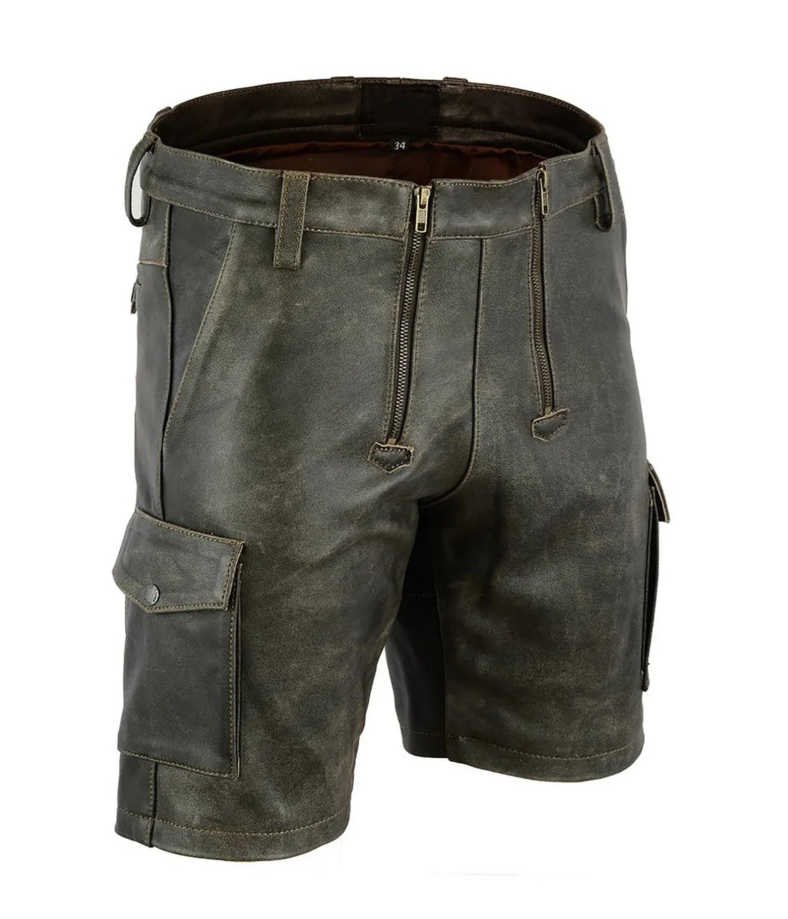 Men’s Aniline Leather Party Cargo Shorts