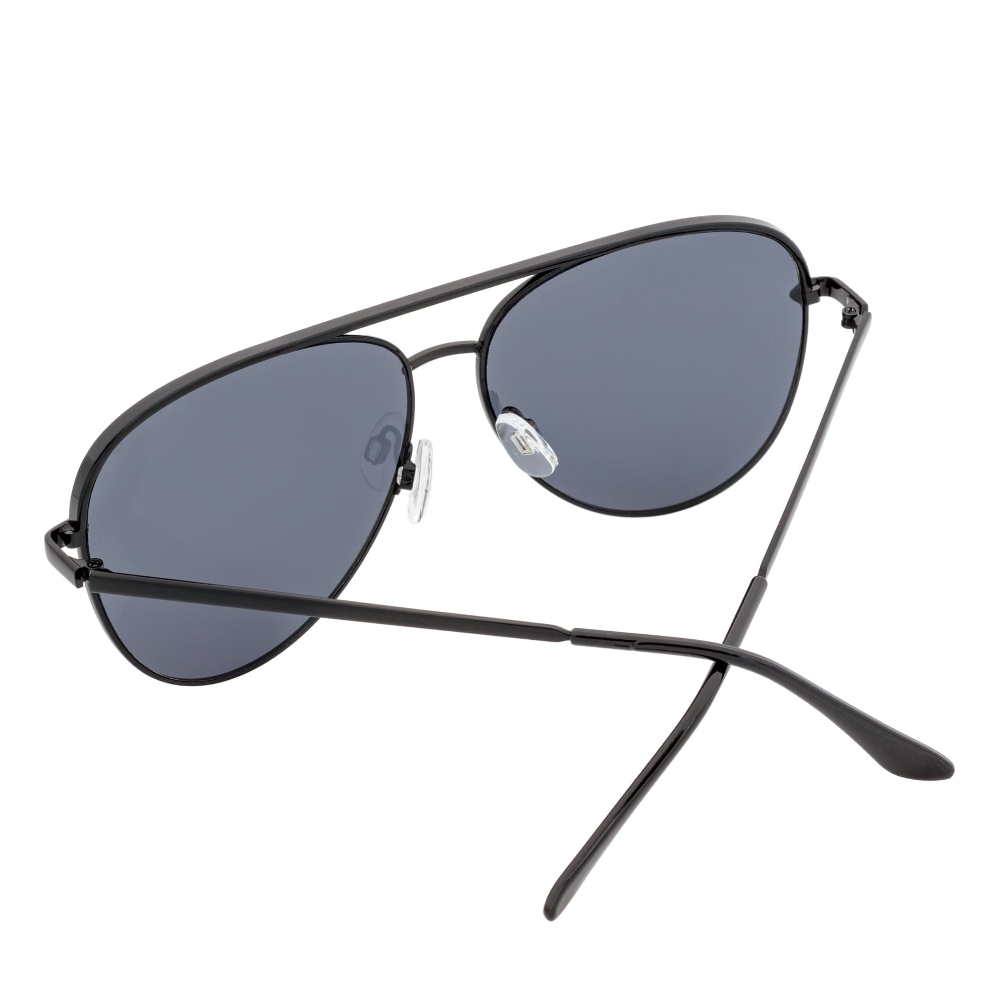 KEY - Oversize Metal Aviator Sunglasses Black Smoke