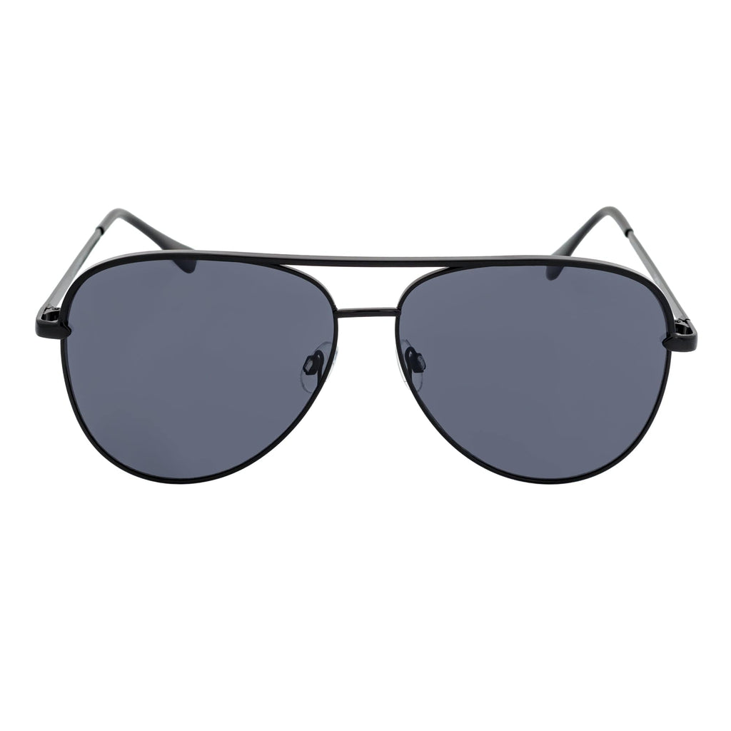 KEY - Oversize Metal Aviator Sunglasses Black Smoke
