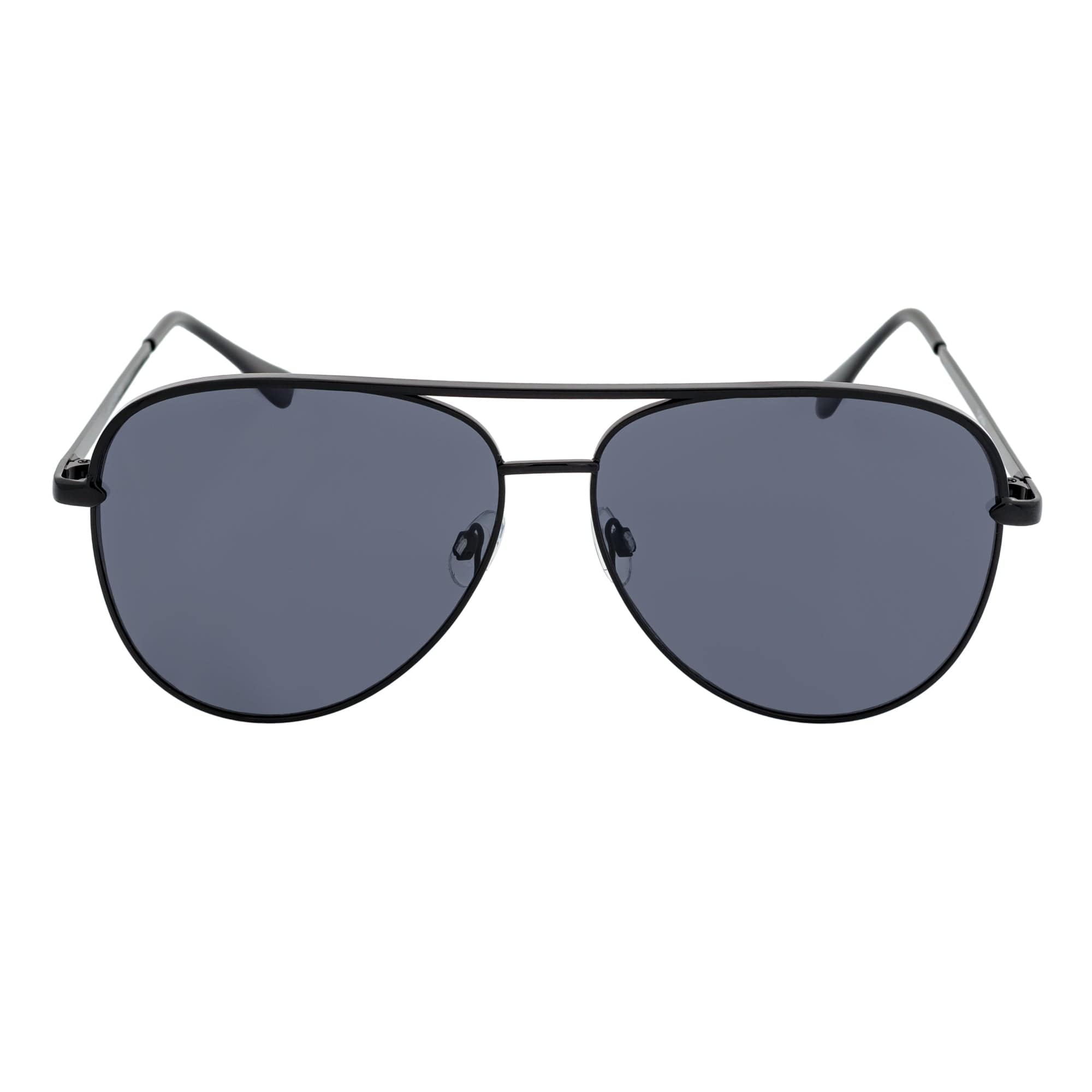 KEY - Oversize Metal Aviator Sunglasses Black Smoke