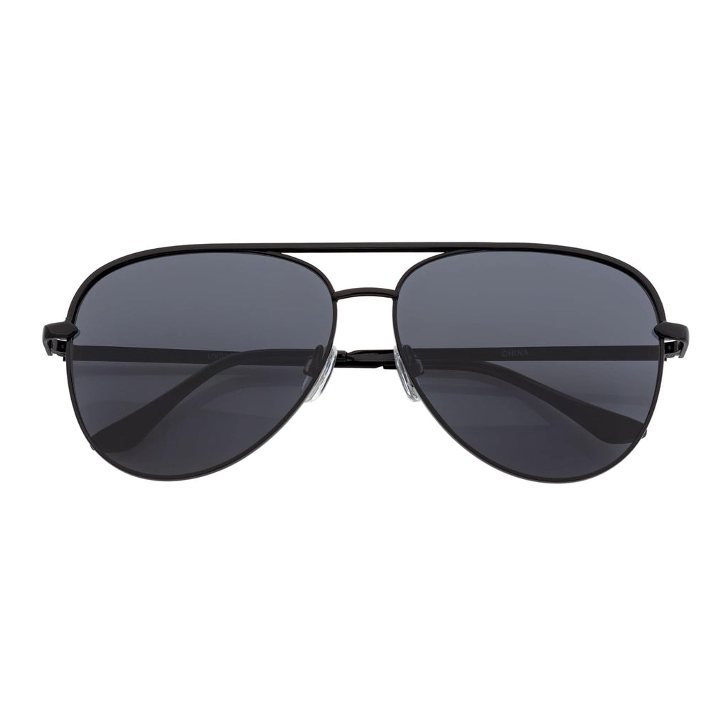 KEY - Oversize Metal Aviator Sunglasses Black Smoke