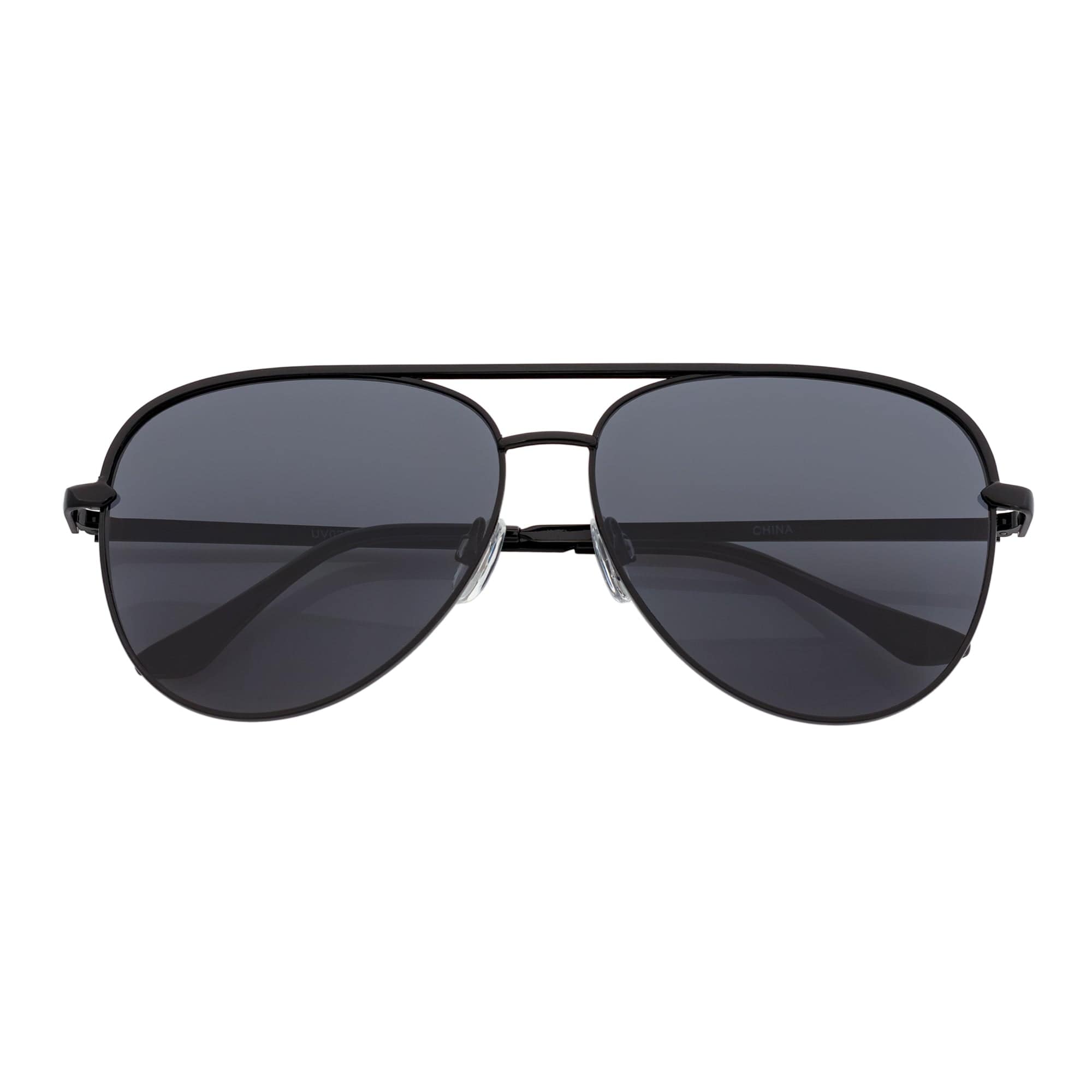 KEY - Oversize Metal Aviator Sunglasses Black Smoke