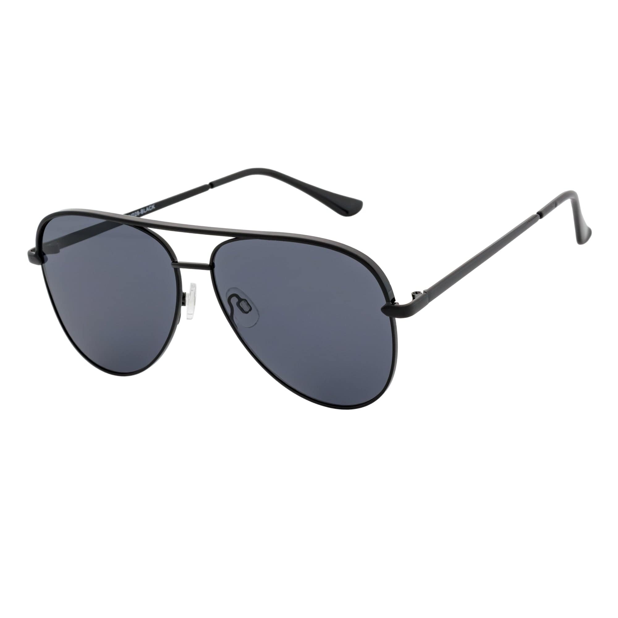 KEY - Oversize Metal Aviator Sunglasses Black Smoke