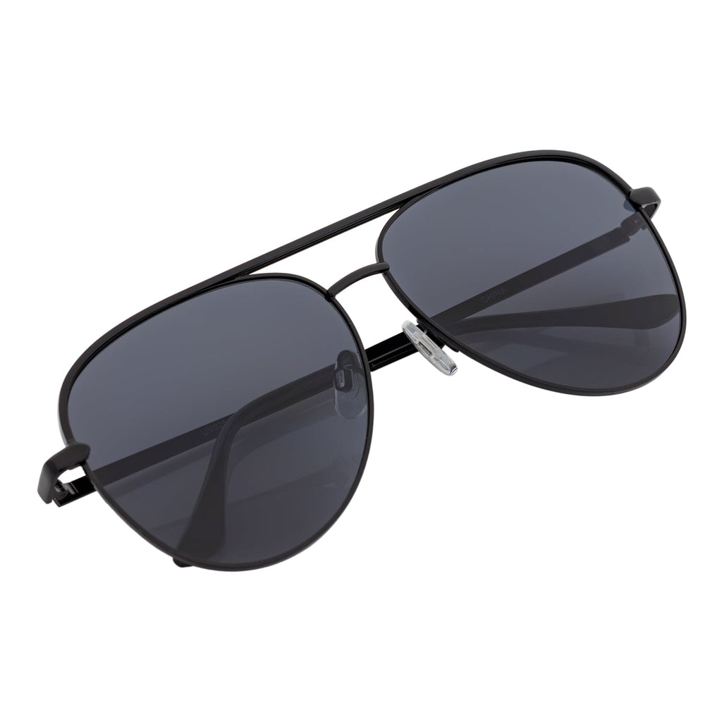 KEY - Oversize Metal Aviator Sunglasses Black Smoke