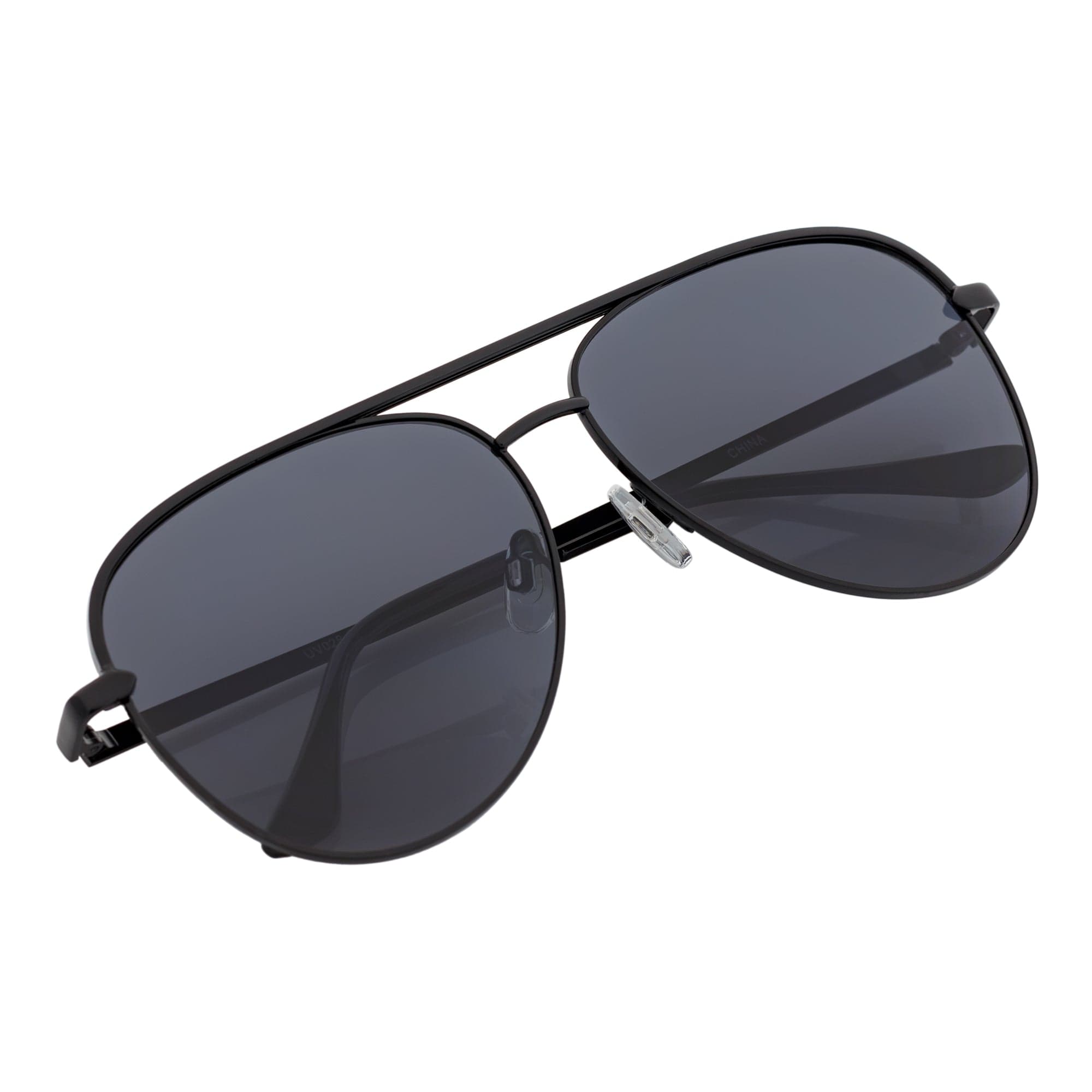 KEY - Oversize Metal Aviator Sunglasses Black Smoke