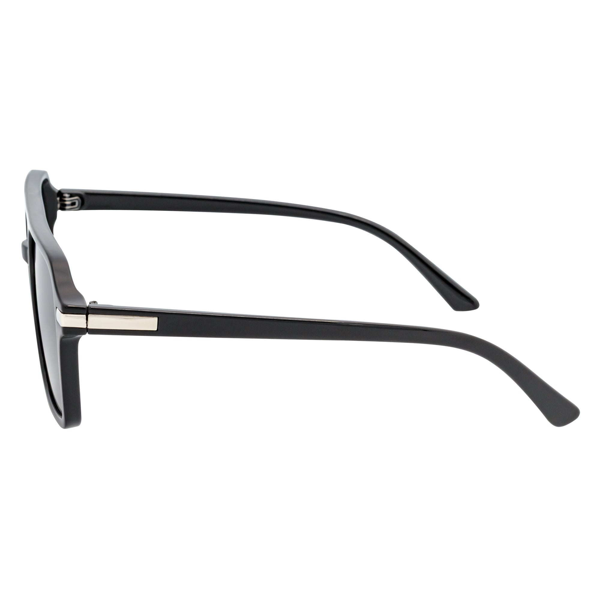 LUCCA - Flat Top Square Aviator Sunglasses Black Smoke