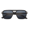 LUCCA - Flat Top Square Aviator Sunglasses Black Smoke