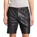 Men’s Black Leather Shorts