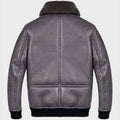Mens Shearling Grey Sheepskin B2 Leather Jacket - M