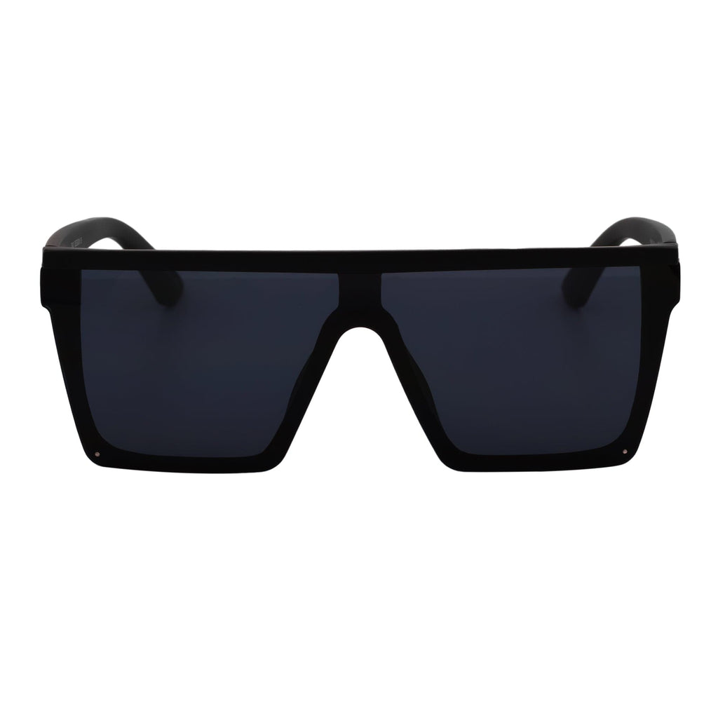 LAZER - Flat Top Rimless Rectangle Sunglasses Soft Matte Black Dark Smoke