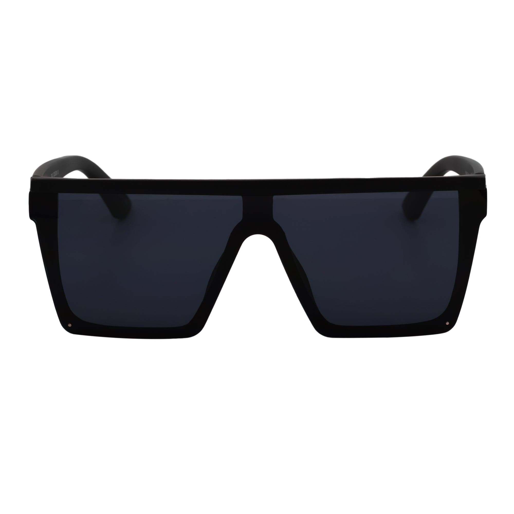 LAZER - Flat Top Rimless Rectangle Sunglasses Soft Matte Black Dark Smoke