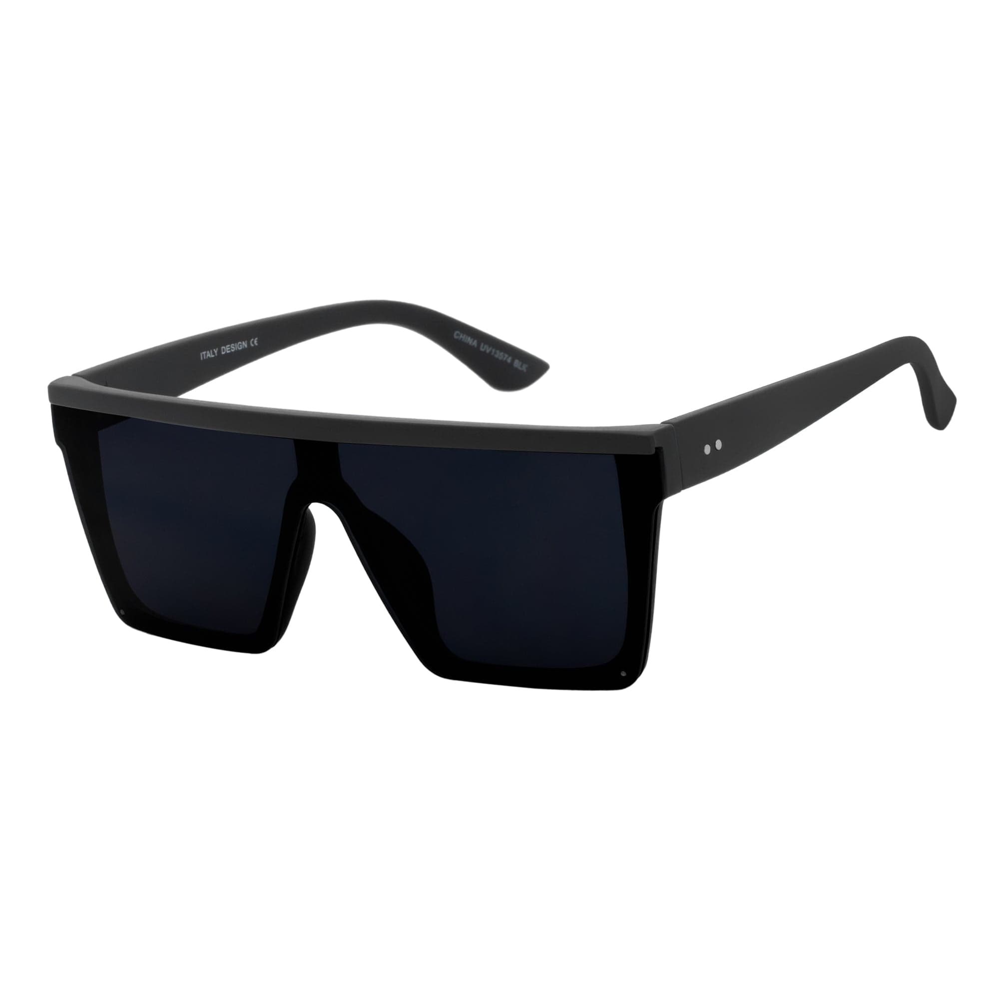 LAZER - Flat Top Rimless Rectangle Sunglasses Soft Matte Black Dark Smoke
