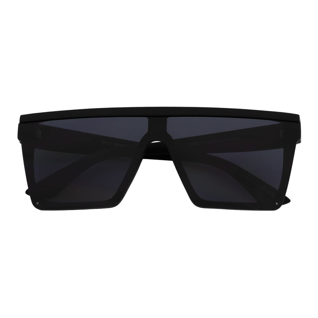 LAZER - Flat Top Rimless Rectangle Sunglasses Soft Matte Black Dark Smoke